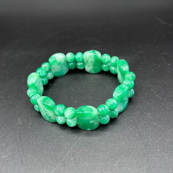 Faux Jade Beaded Bracelet Jewelry Accessory Casual Vacation Travel - Picture 1 of 5
